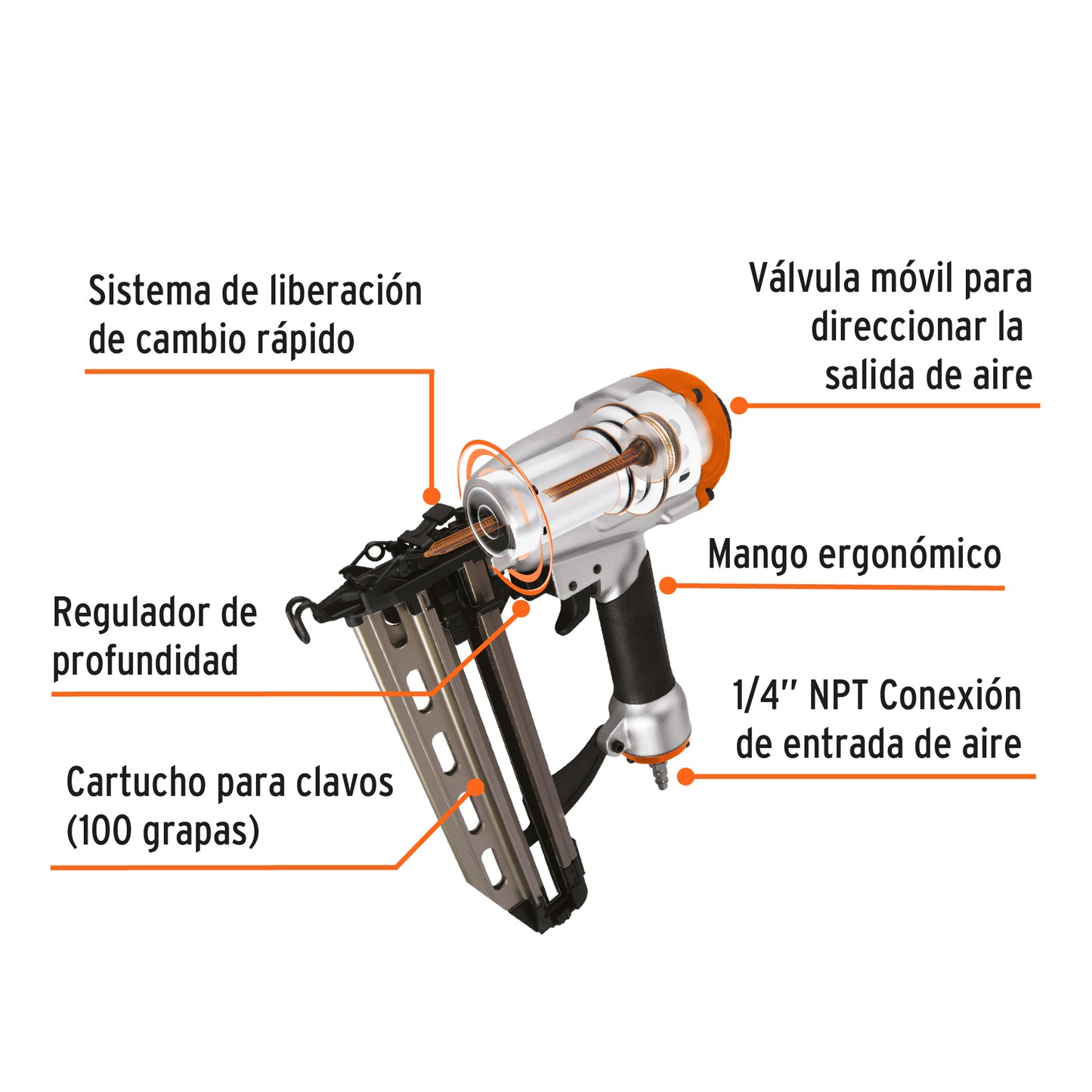 Clavadora neumática profesional, calibre 16