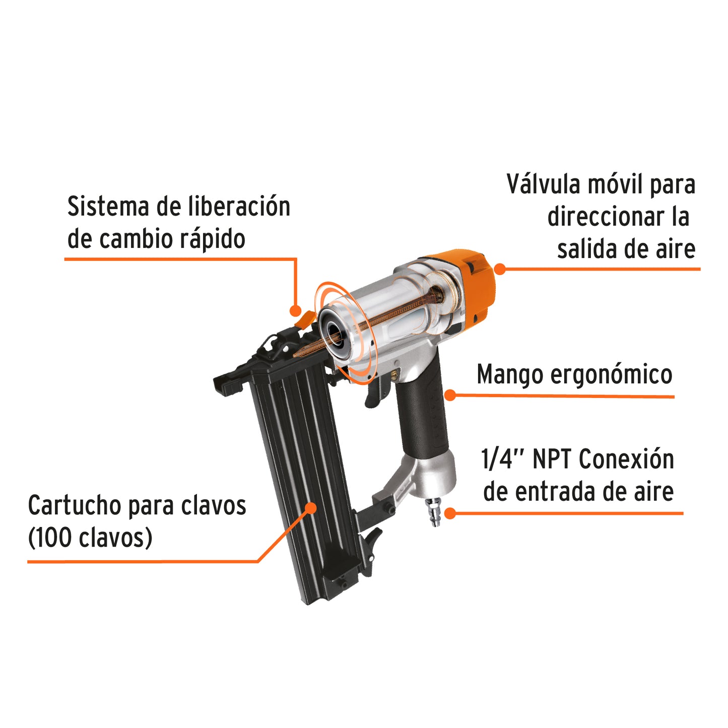 Clavadora neumática profesional, calibre 18