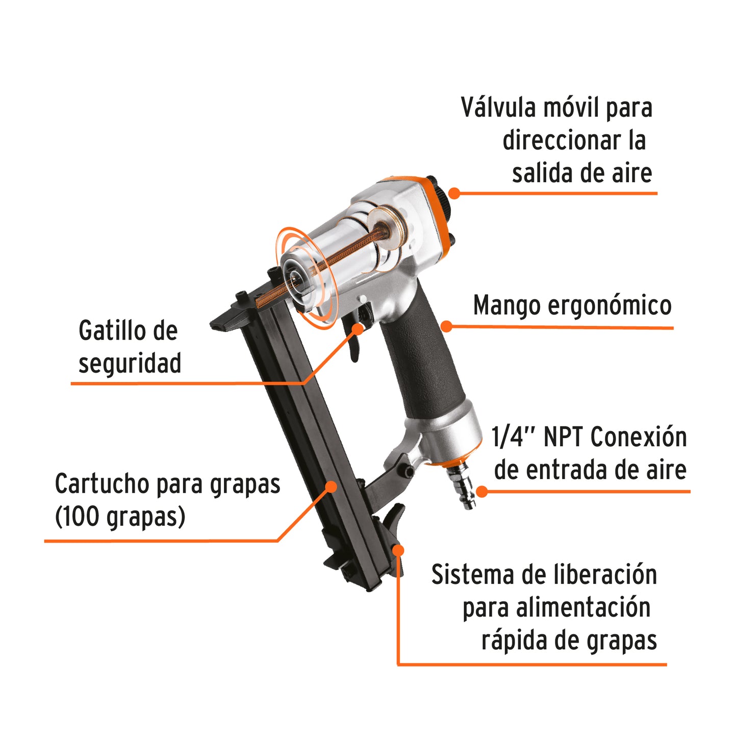 Engrapadora neumática 3/8", Calibre 22